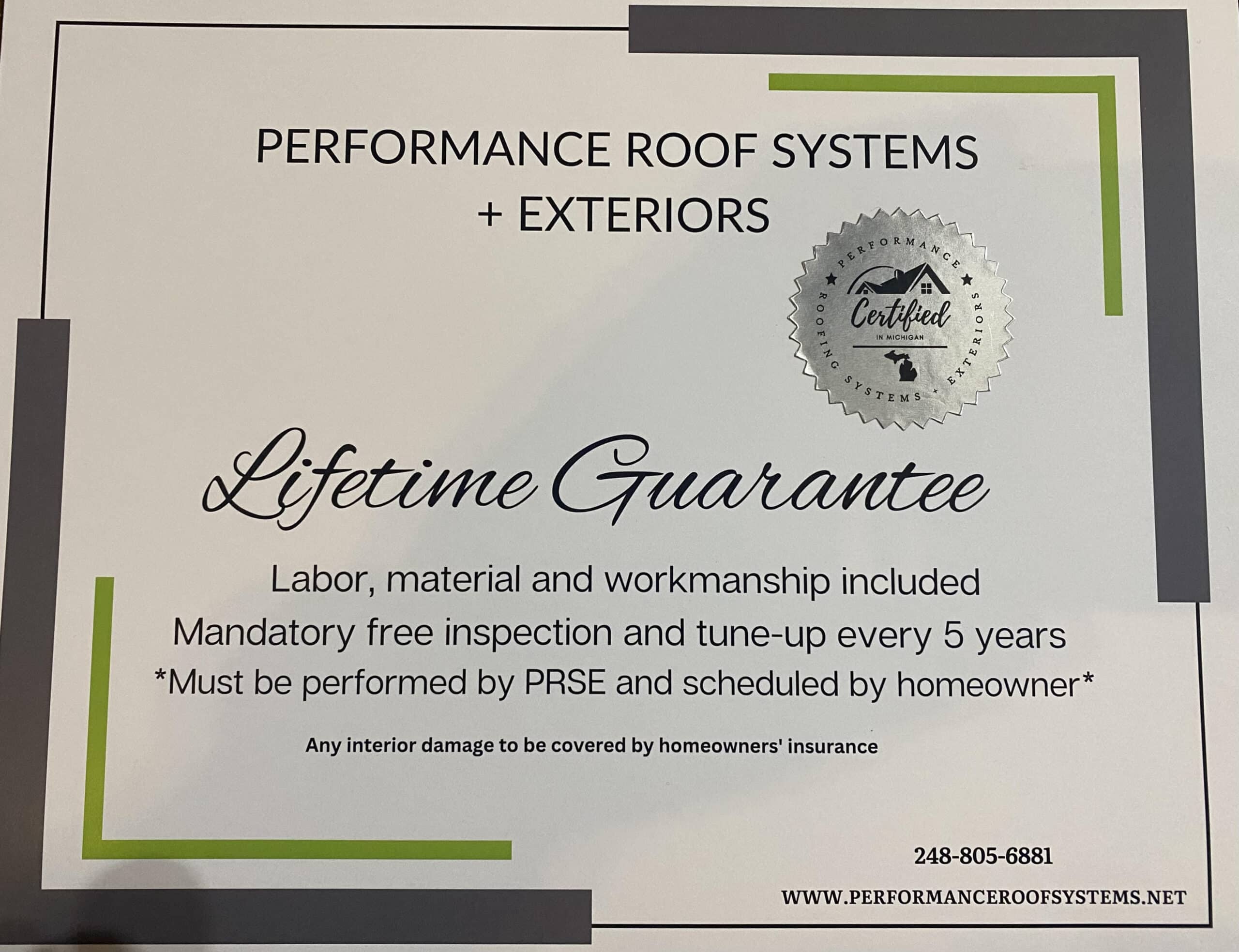 Lifetime Performance Roofing and Siding in Michigan, MI Roof Warranty