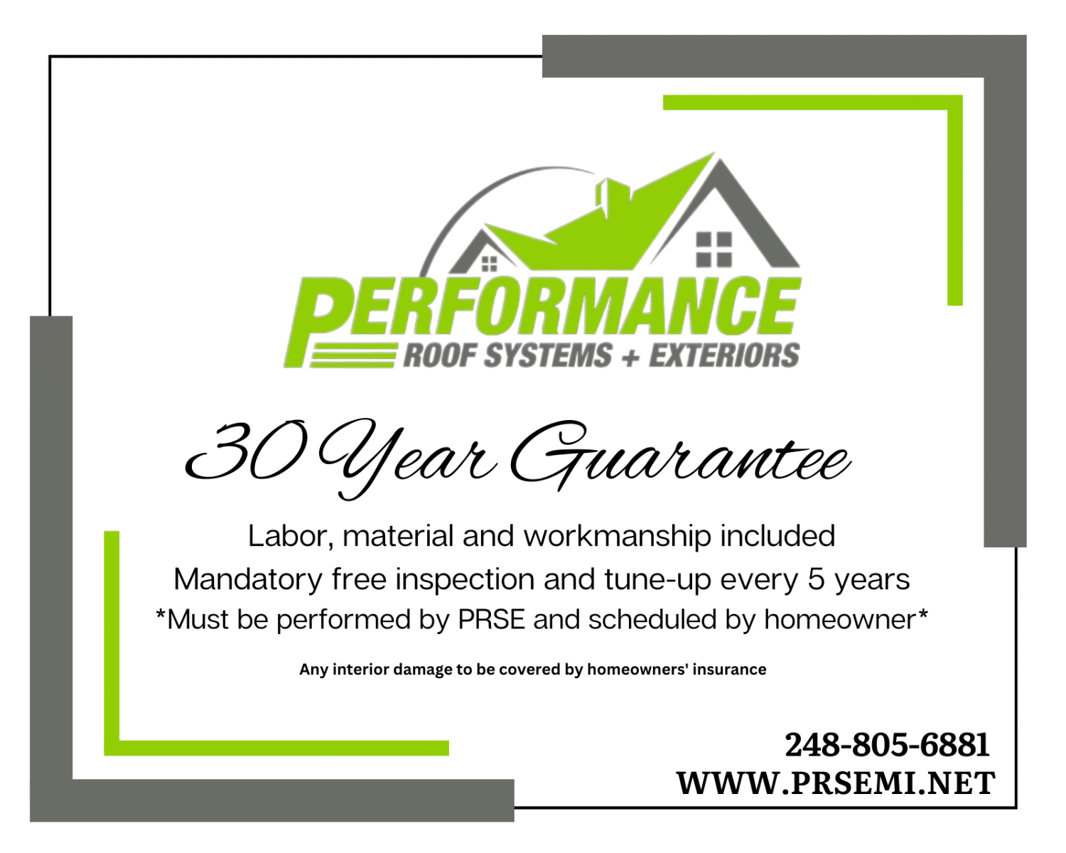 30 Year Guarantee PRSE Digital Performance Roofing and Siding in Pontiac, MI