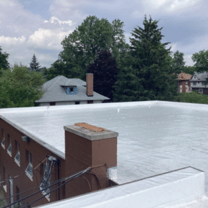 After photo of a installed flat roof by a commercial roofing contractor in Michigan