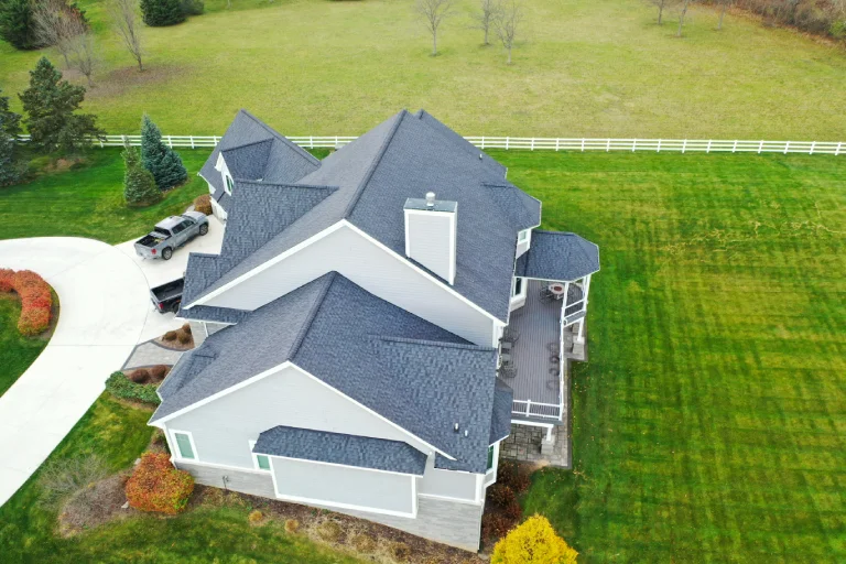 Final roof installation and completed roofing structure by Performance Roofing & Siding