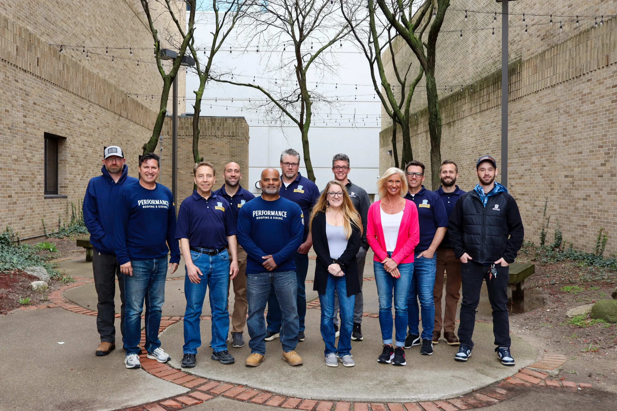 Group photo of Performance Roofing and Siding crew